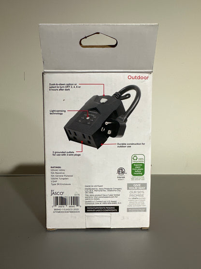 UltraPro Outdoor Light-Sensing Countdown Timer – Dual Grounded Outlet Plug
