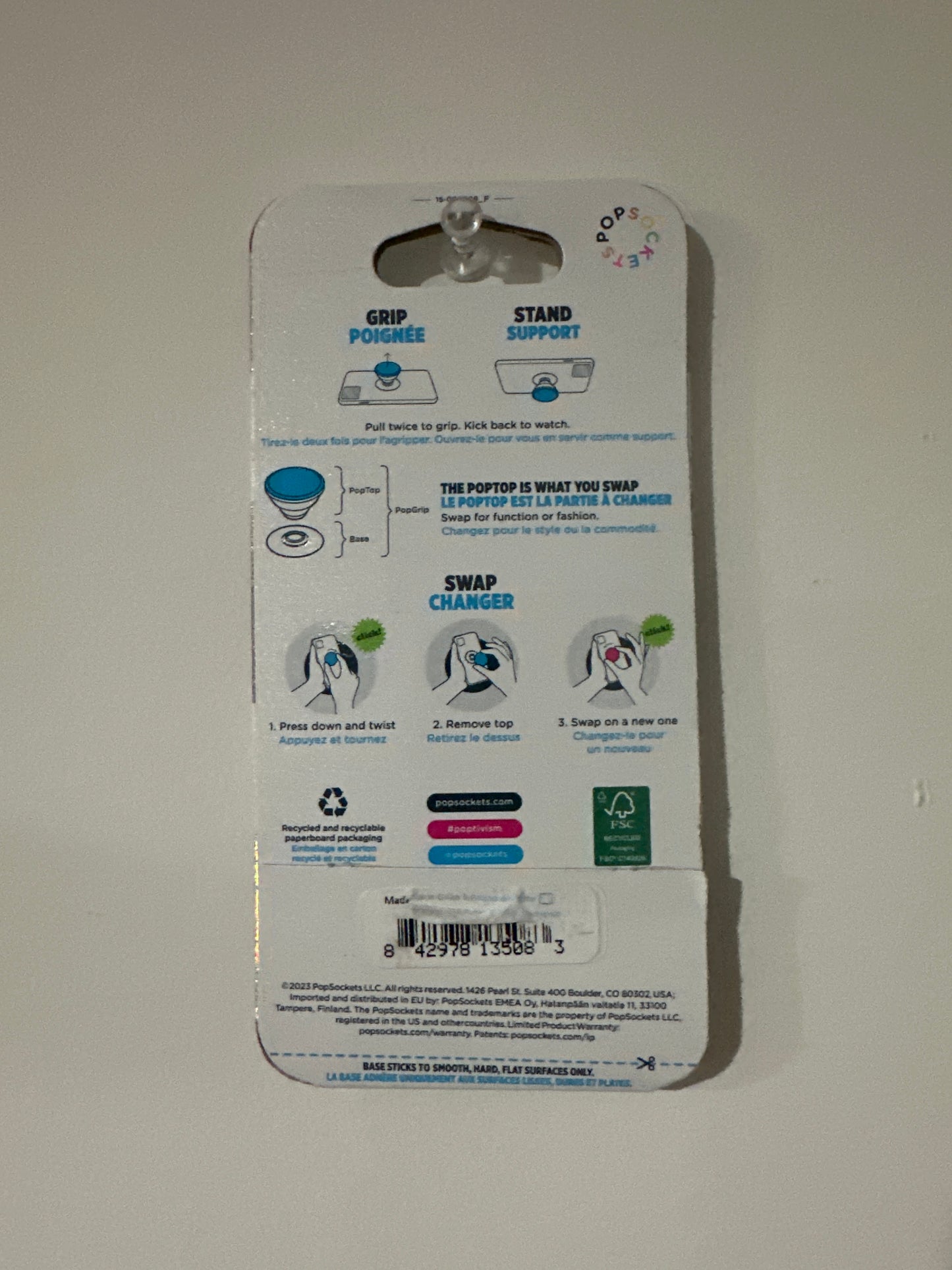 PopSockets PopGrip – Solid Black Swappable Phone Grip