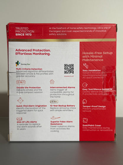 Universal Security Instruments 2-in-1 Smoke & Fire Alarm – Hardwired w/ 10-Year