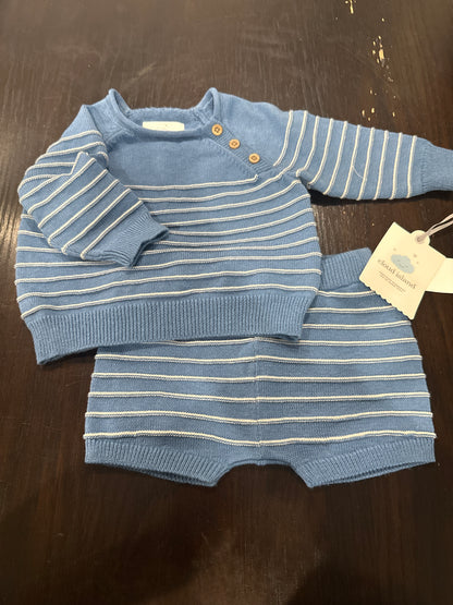Cloud Island™ 2-Piece Knit Outfit Set – Striped Sweater & Matching Shorts