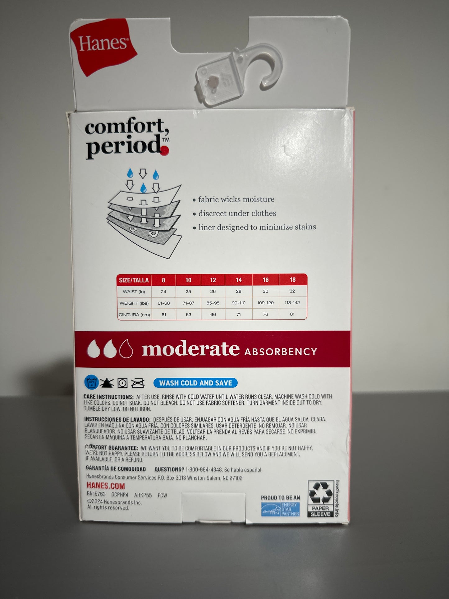 Hanes Girls 4pk Hipster Period Underwear Moderate Protection Size 8