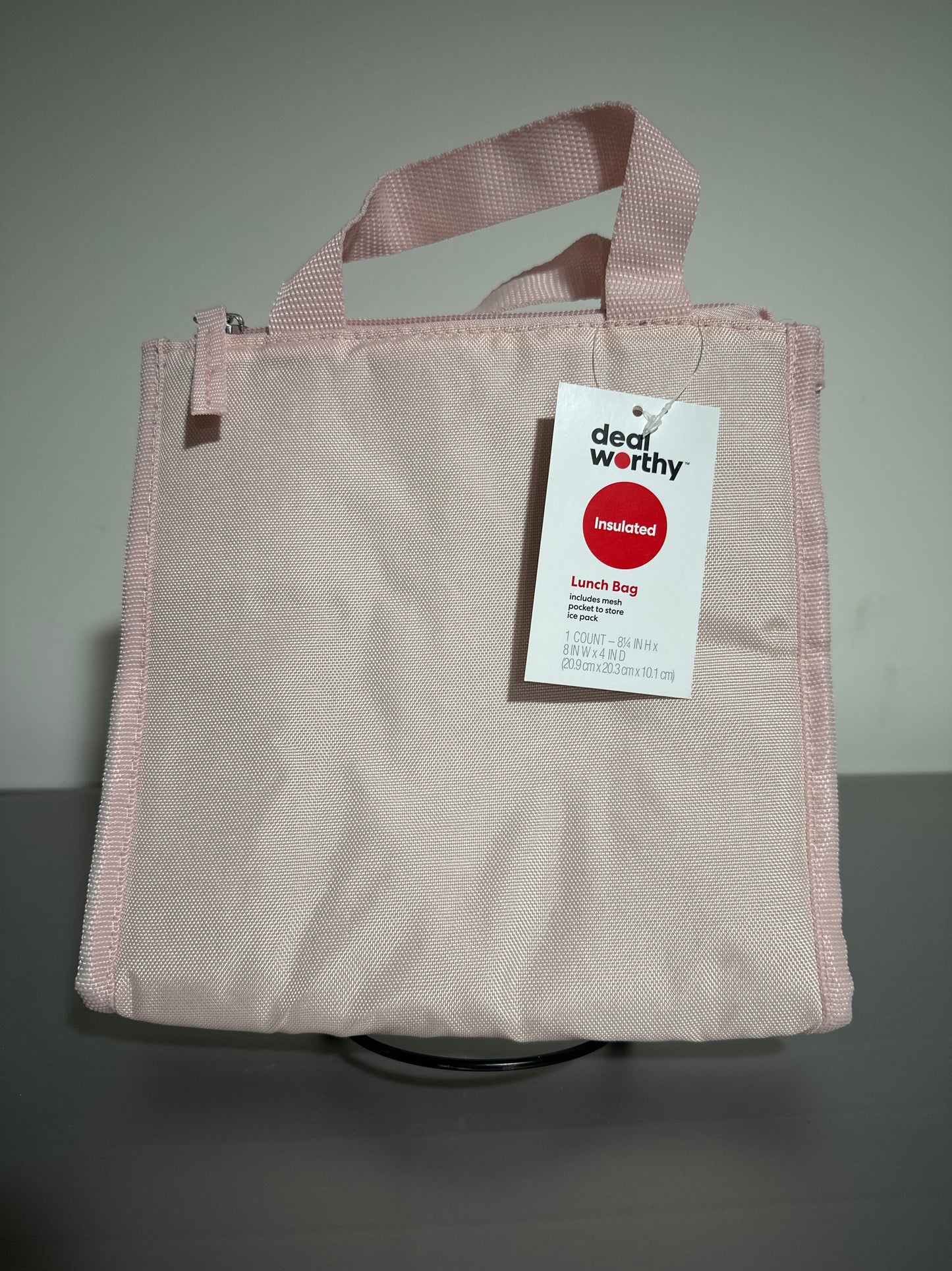 Deal Worthy Insulated Lunch Bag Pink Reusable Soft Cooler Zipper Tote