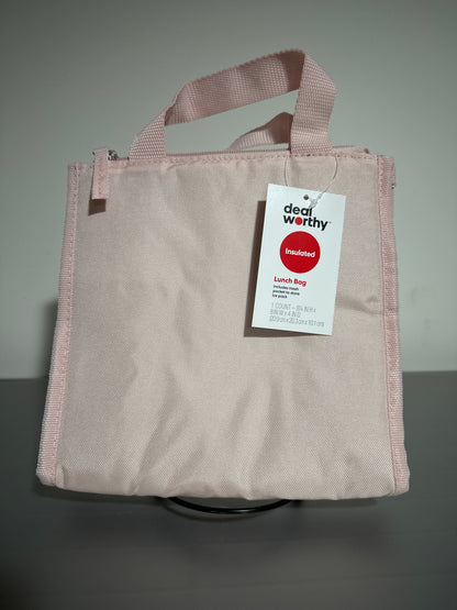 Deal Worthy Insulated Lunch Bag Pink Reusable Soft Cooler Zipper Tote