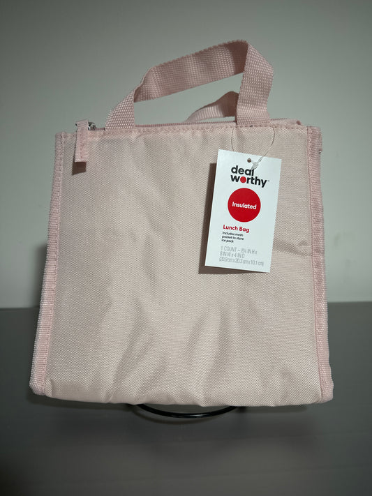 Deal Worthy Insulated Lunch Bag Pink Reusable Soft Cooler Zipper Tote