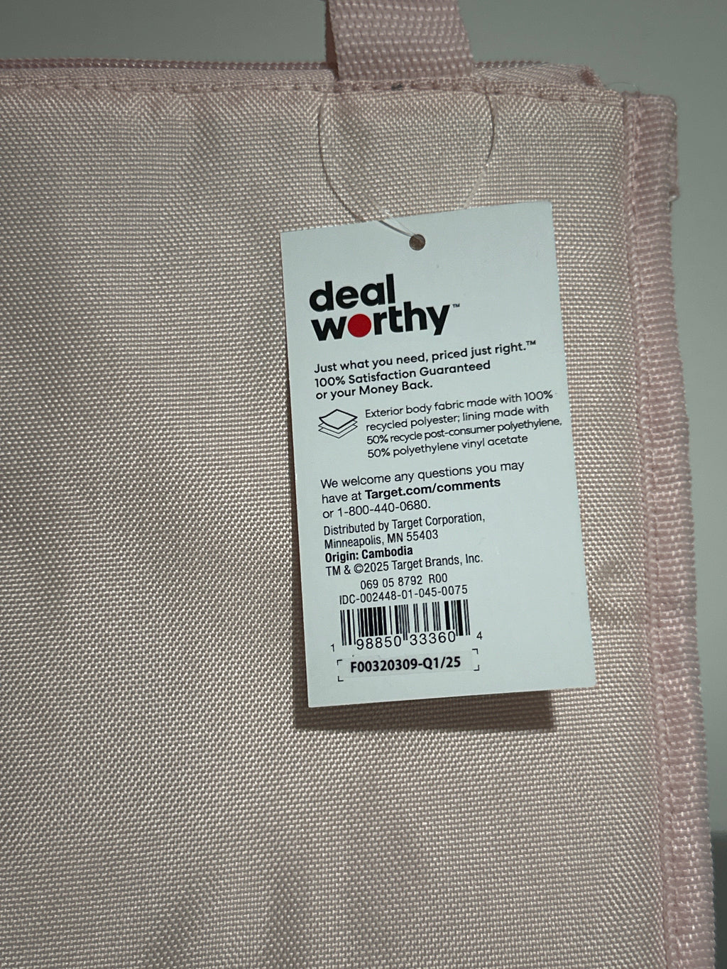 Deal Worthy Insulated Lunch Bag Pink Reusable Soft Cooler Zipper Tote