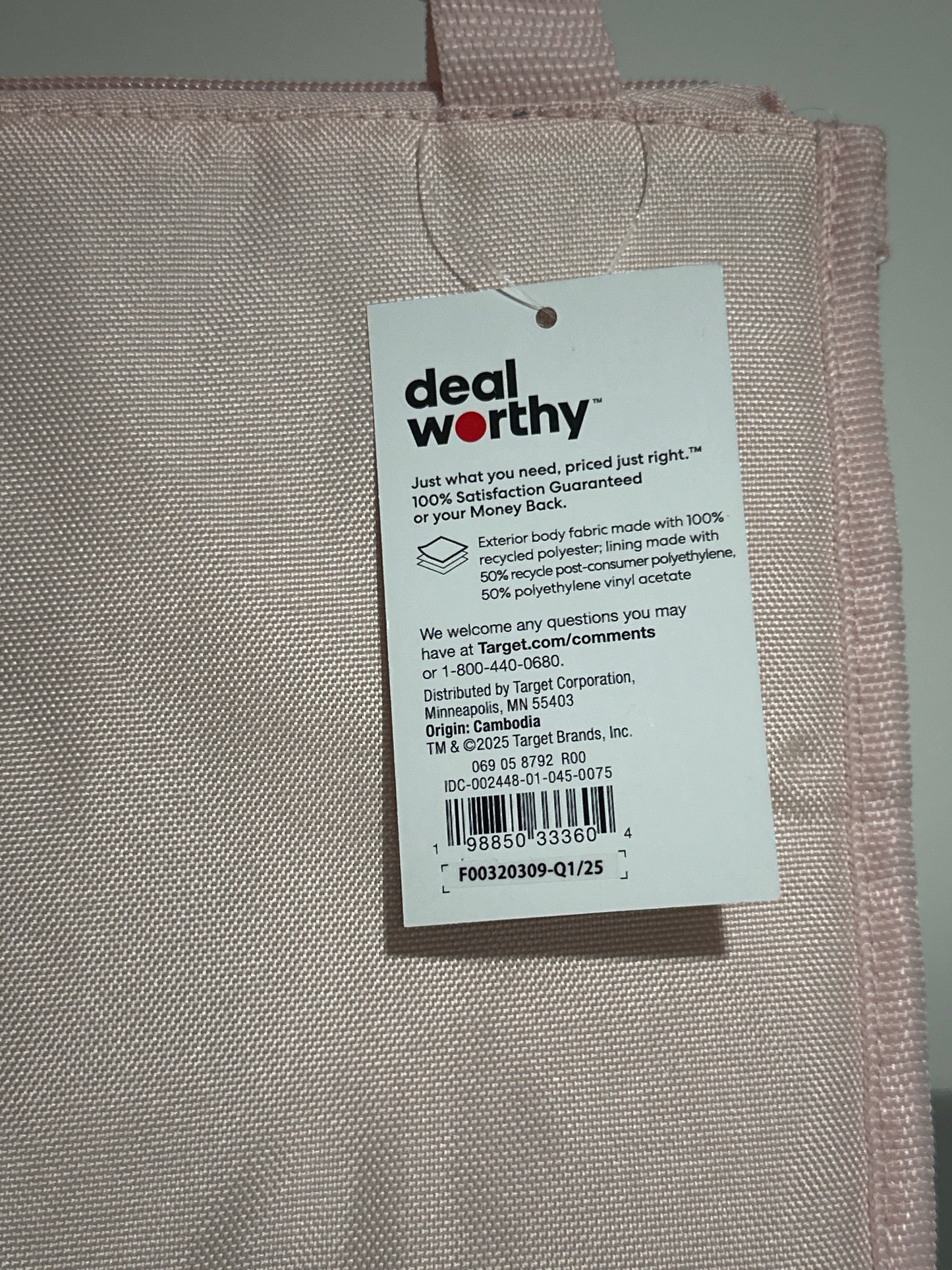 Deal Worthy Insulated Lunch Bag Pink Reusable Soft Cooler Zipper Tote