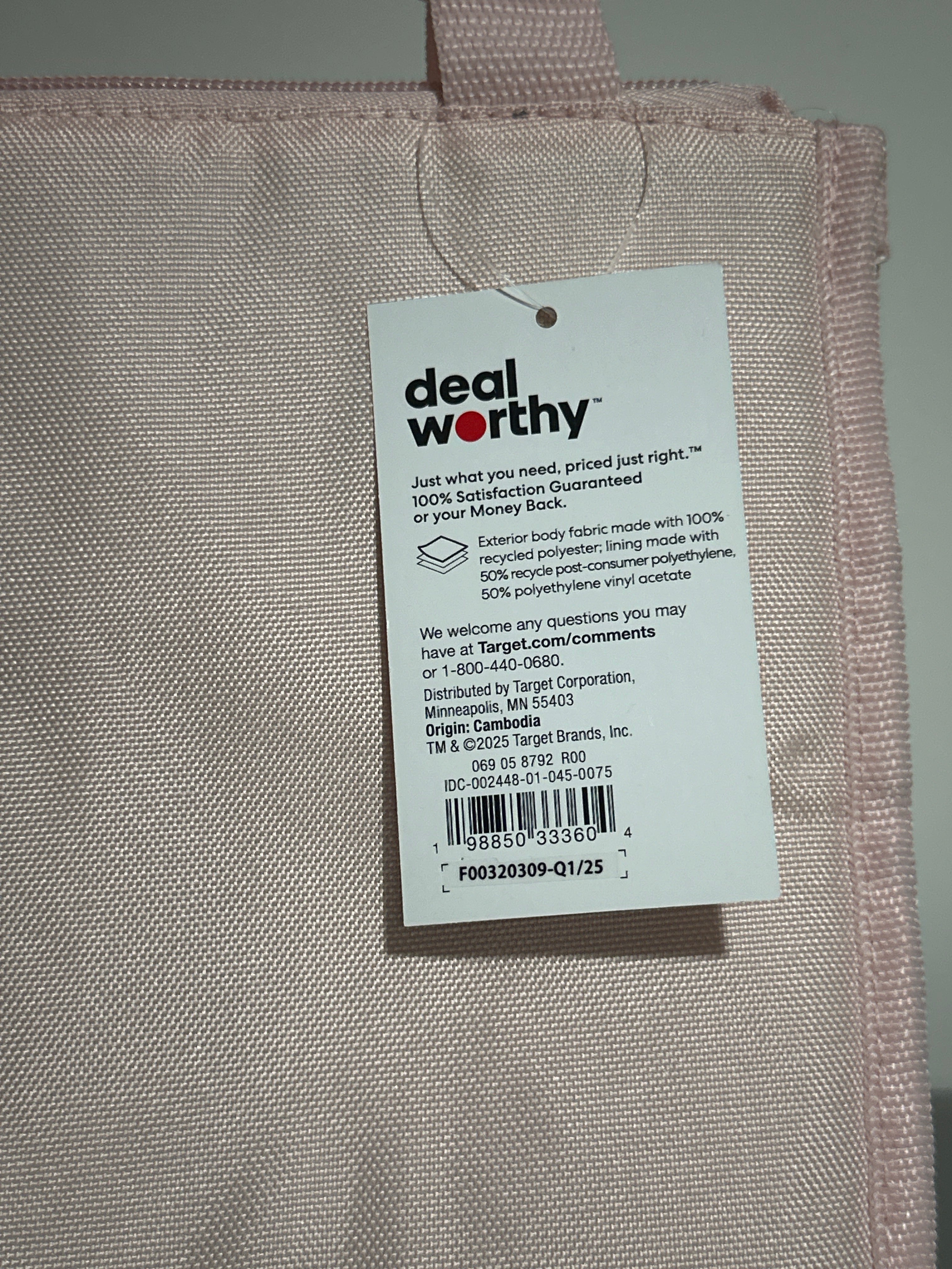 Deal Worthy Insulated Lunch Bag Pink Reusable Soft Cooler Zipper Tote