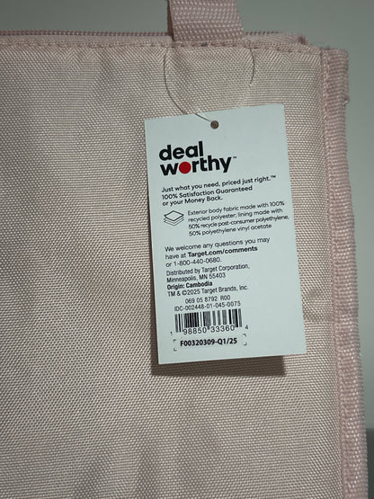 Deal Worthy Insulated Lunch Bag Pink Reusable Soft Cooler Zipper Tote