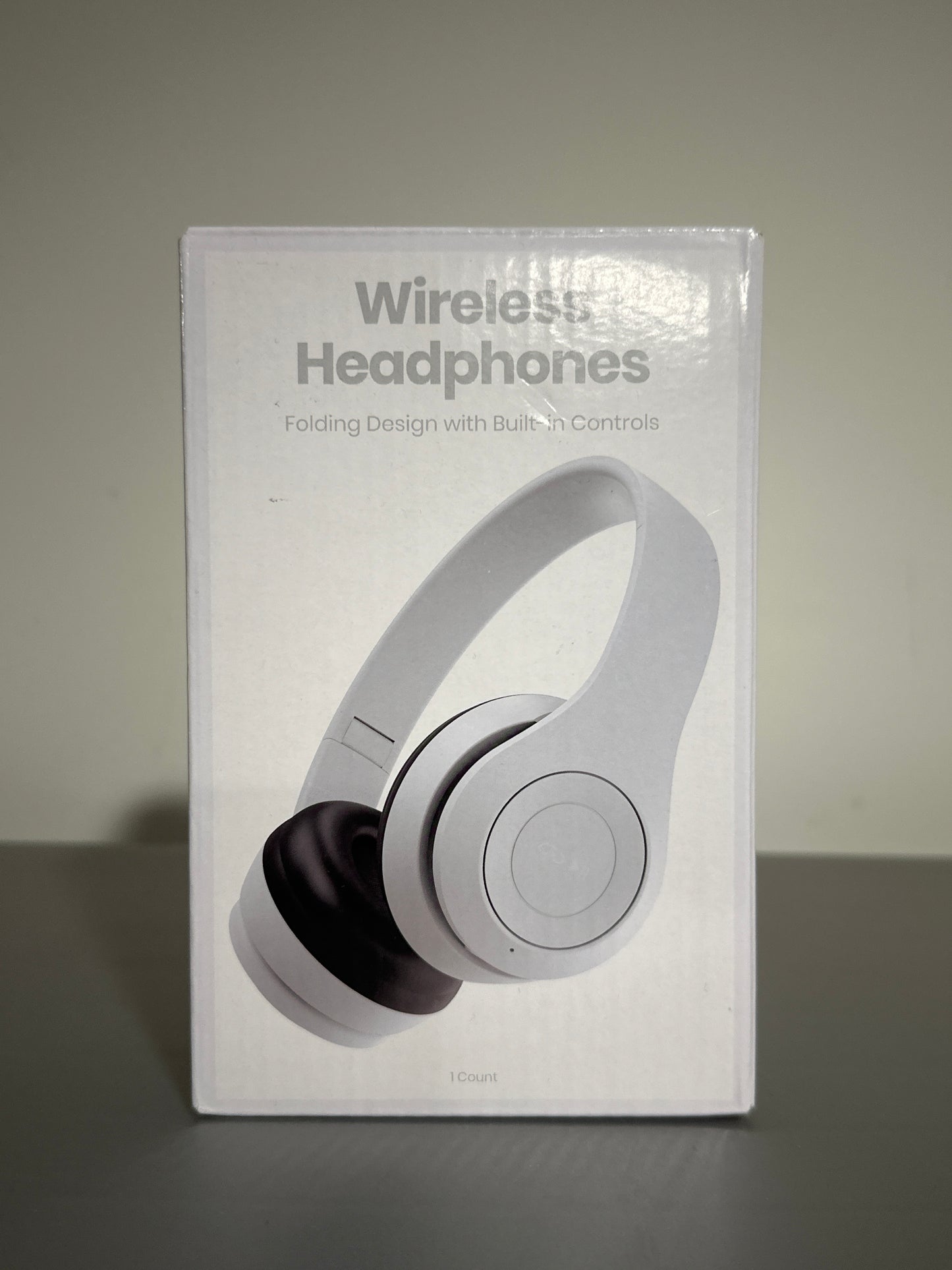 Wireless Over-Ear Headphones with Folding Design & Built-In Controls – White