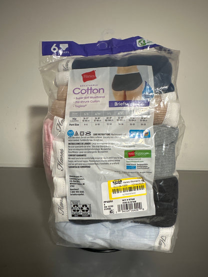 Hanes Women’s Ribbed Cotton Briefs 6-Pack Breathable Tagless Underwear Soft Comfort Fit