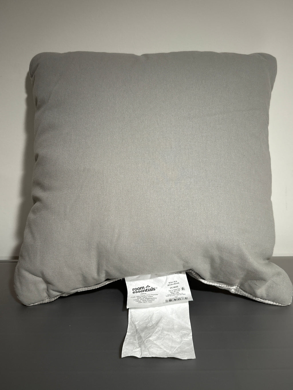 Room Essentials 16x16 Gray Textured Decorative Throw Accent Pillow Cushion
