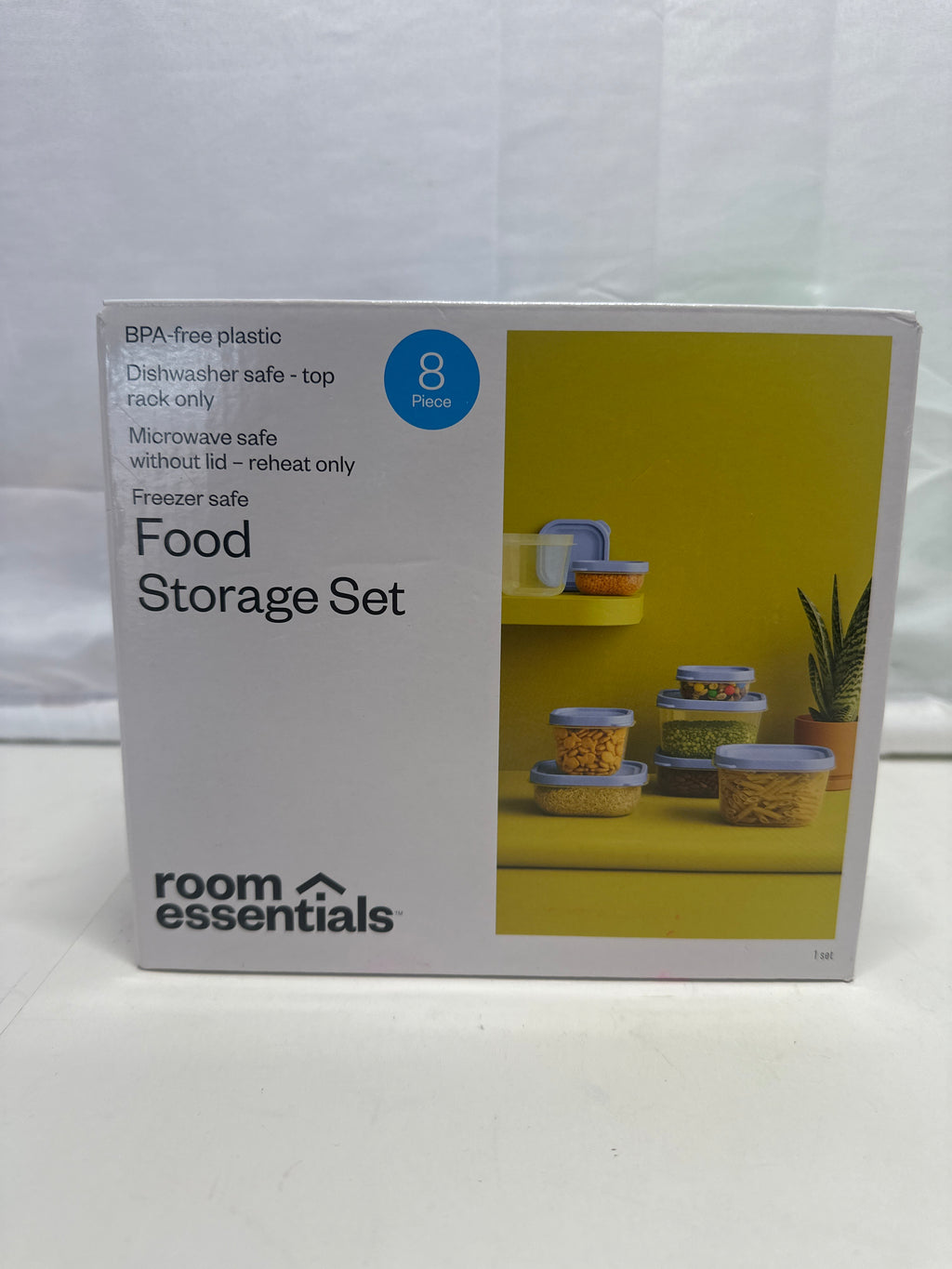 Room Essentials Food Storage Container Set – 8 Piece BPA-Free Plastic