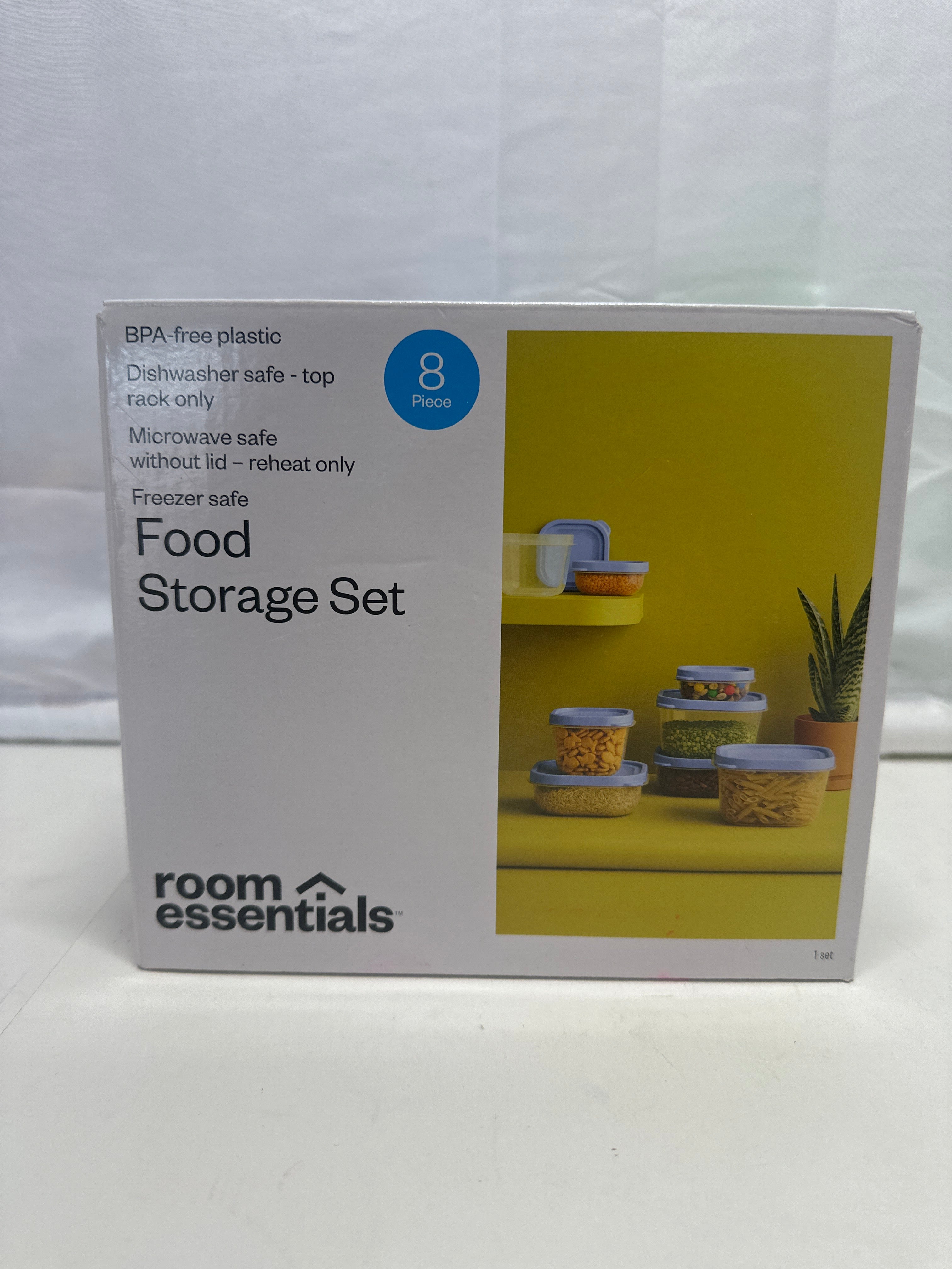 Room Essentials Food Storage Container Set – 8 Piece BPA-Free Plastic