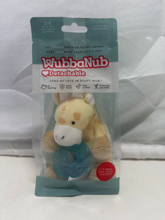 WubbaNub Detachable Giraffe Pacifier Plush – Yellow/Tan with Blue Pacifier