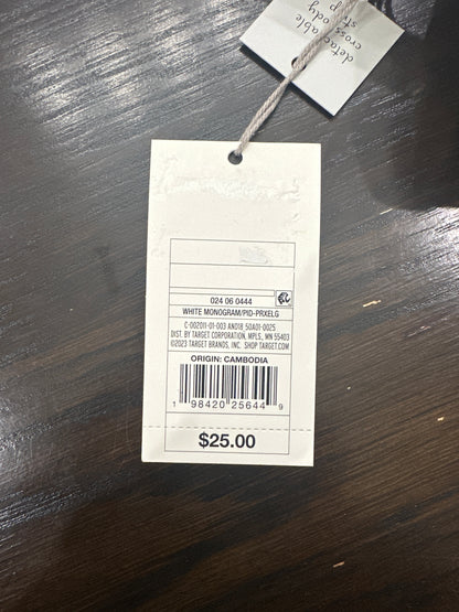 A New Day™ White/Tan Monogram Tote Handbag with Detachable Crossbody Strap