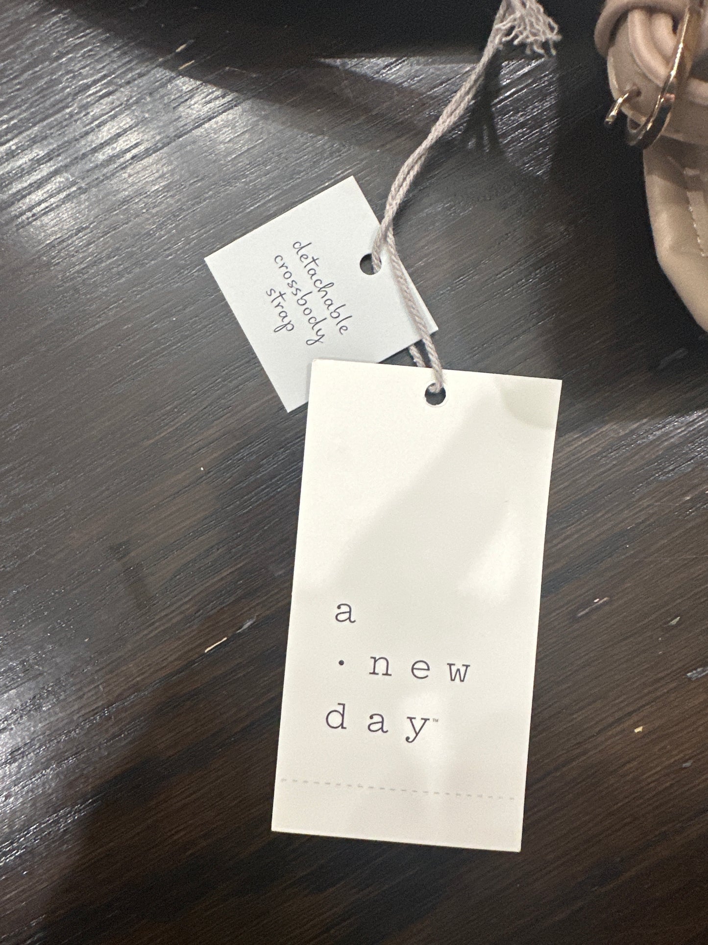 A New Day™ White/Tan Monogram Tote Handbag with Detachable Crossbody Strap