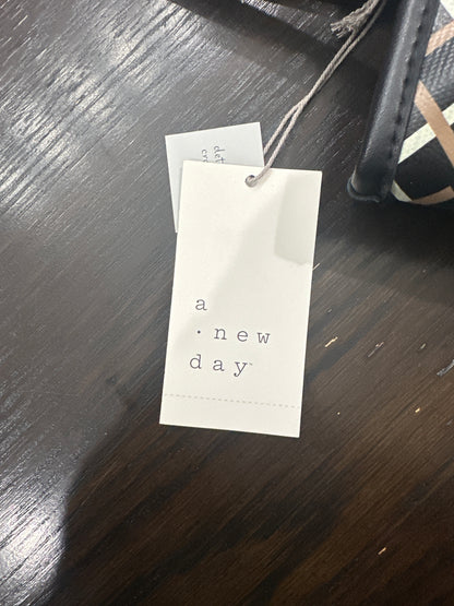 A New Day™ Black Monogram Tote Handbag with Detachable Crossbody Strap