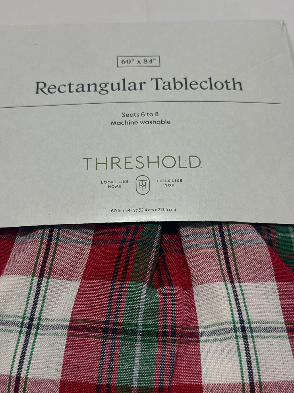 Threshold 60 x 84 rectangular tablecloth label
