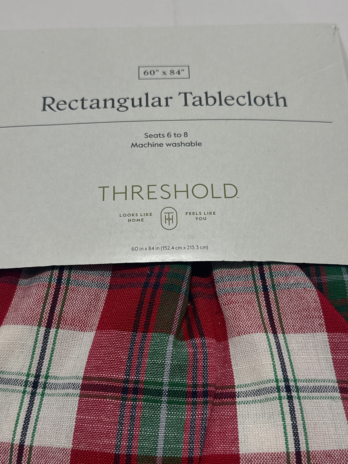 Threshold 60 x 84 rectangular tablecloth label