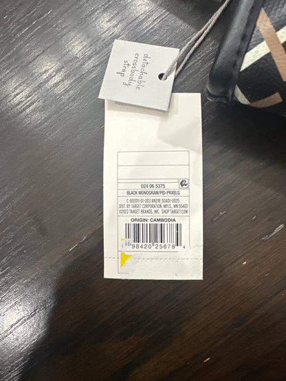 A New Day™ Black Monogram Tote Handbag with Detachable Crossbody Strap