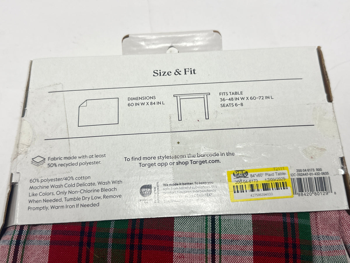 Threshold Christmas plaid tablecloth fabric