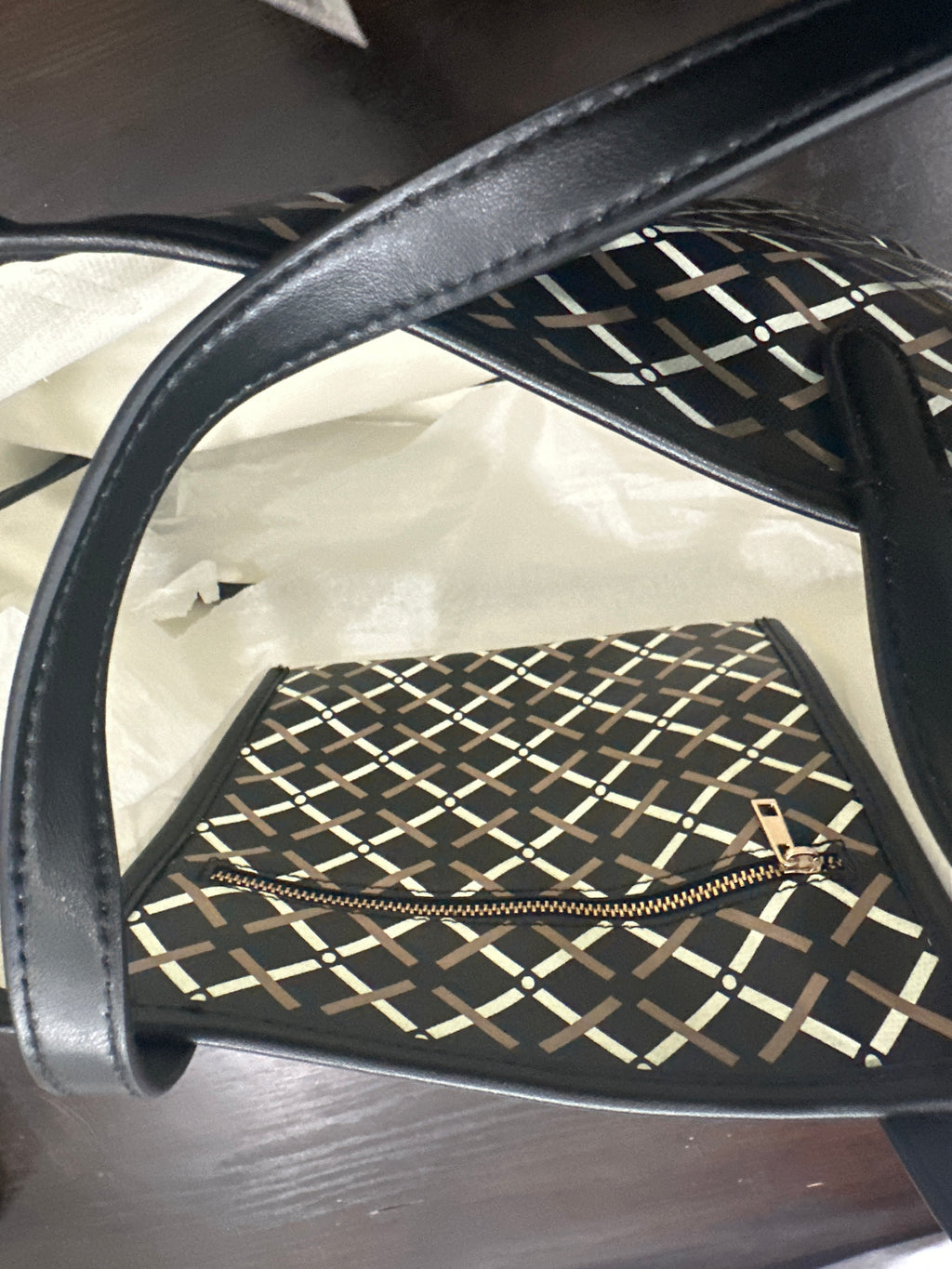 A New Day™ Monogram Tote Bag with Detachable Crossbody Strap Black