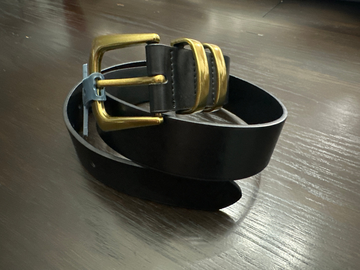 Universal Thread™ Black Faux Leather Belt with Gold Hardware