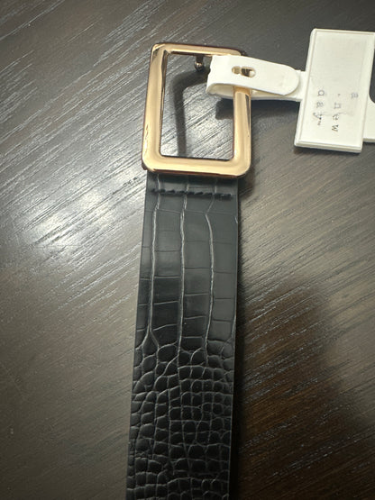 A New Day™ Croc-Embossed Faux Leather Belt – Black with Gold-Tone Buckle