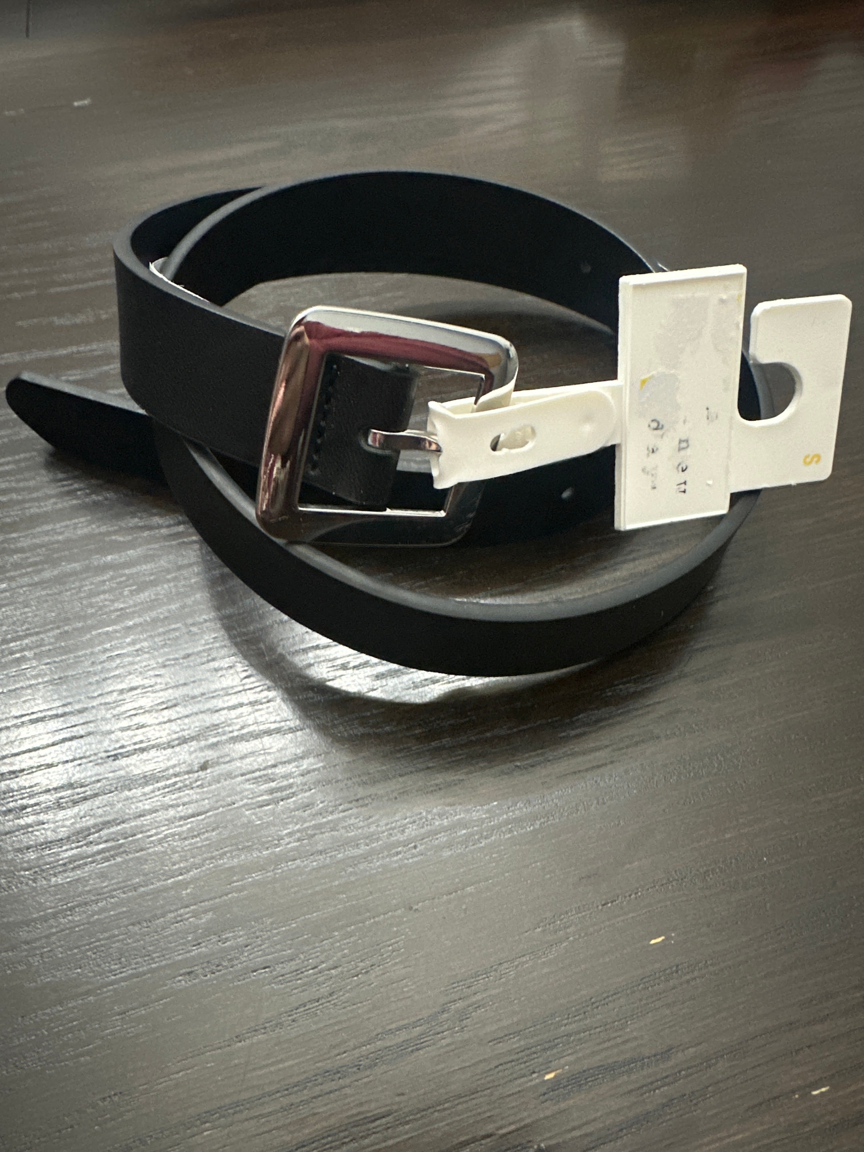 A New Day™ Black Faux Leather Belt with Silver Buckle