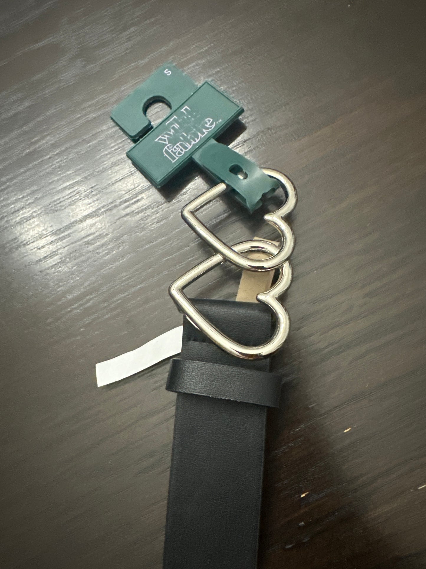 Wild Fable™ Double Heart Buckle Belt – Black Faux Leather (Silver Hardware)