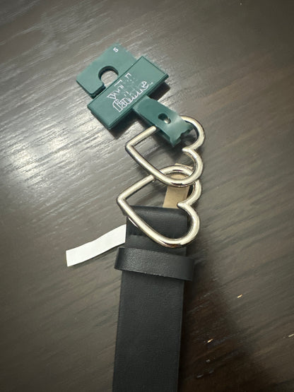 Wild Fable™ Double Heart Buckle Belt – Black Faux Leather (Silver Hardware)