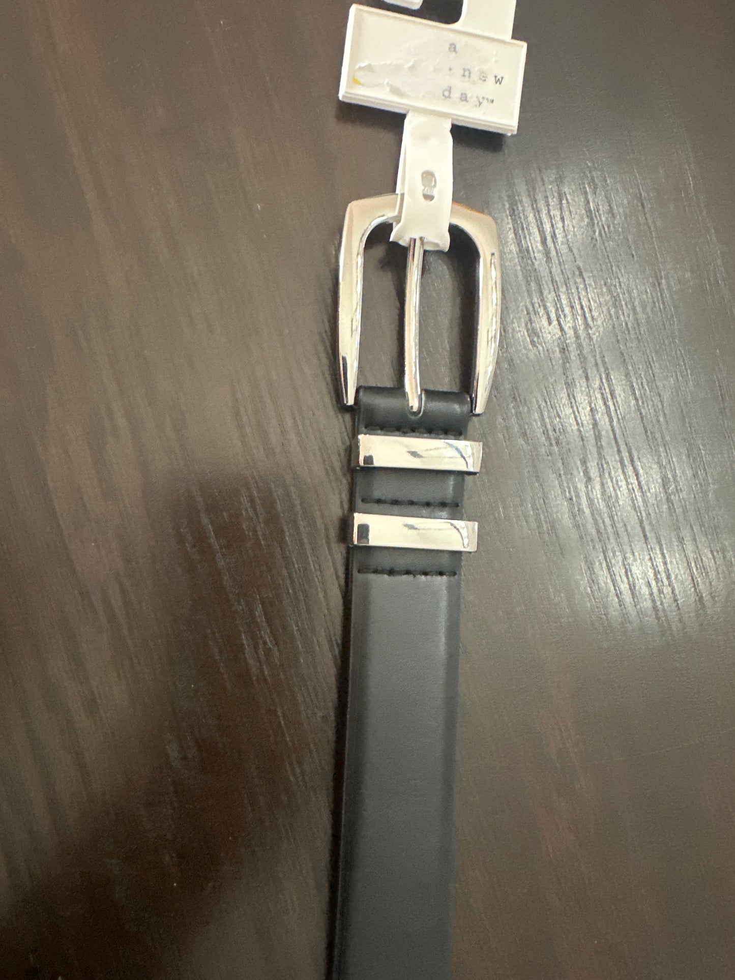 A New Day™ Faux Leather Belt with Polished Silver Buckle
