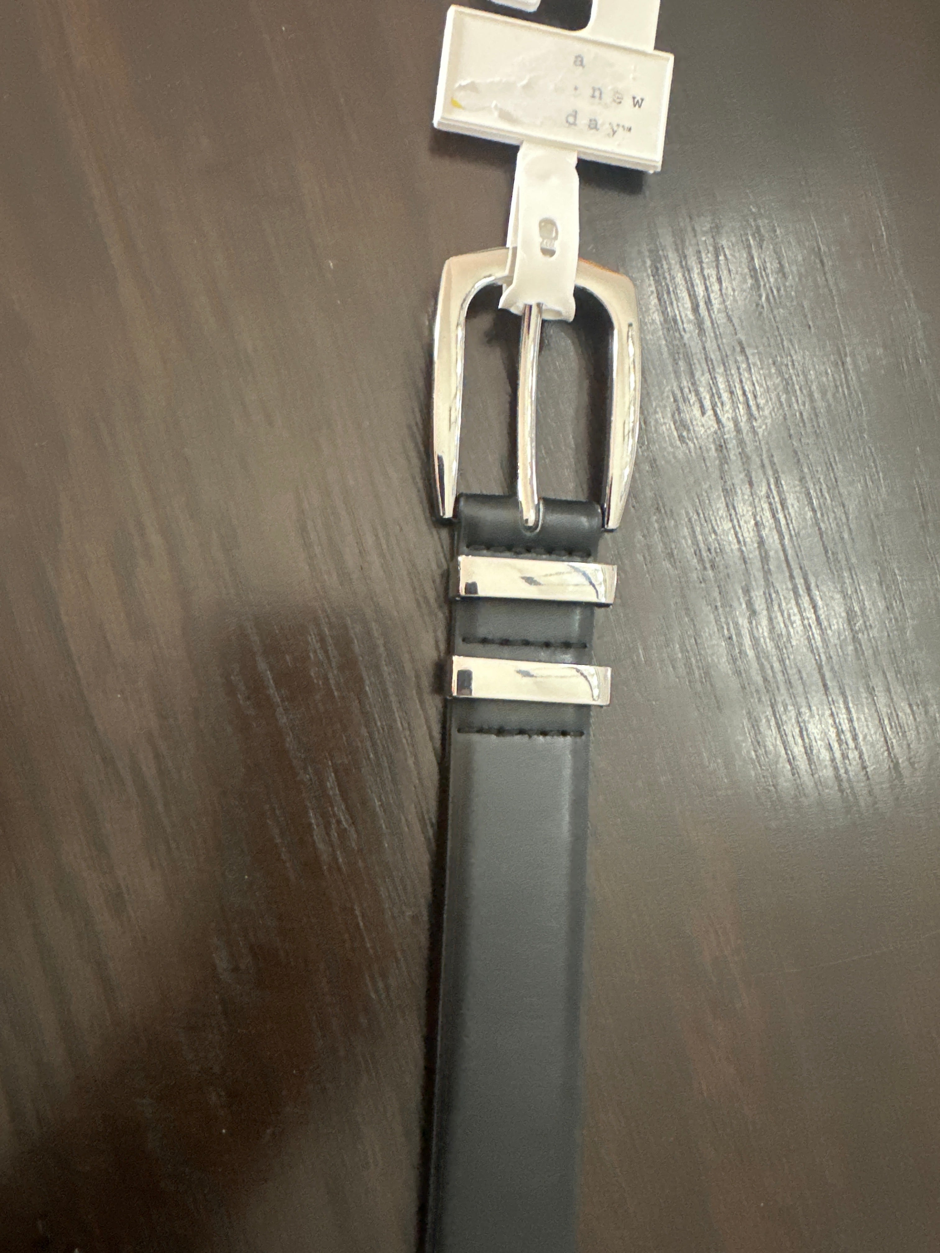 A New Day™ Faux Leather Belt with Polished Silver Buckle
