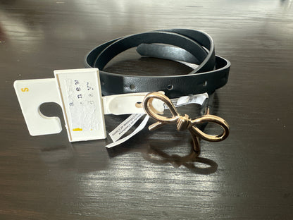 A New Day™ Black Faux Leather Belt with Gold Bow Buckle