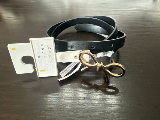 A New Day™ Black Faux Leather Belt with Gold Bow Buckle