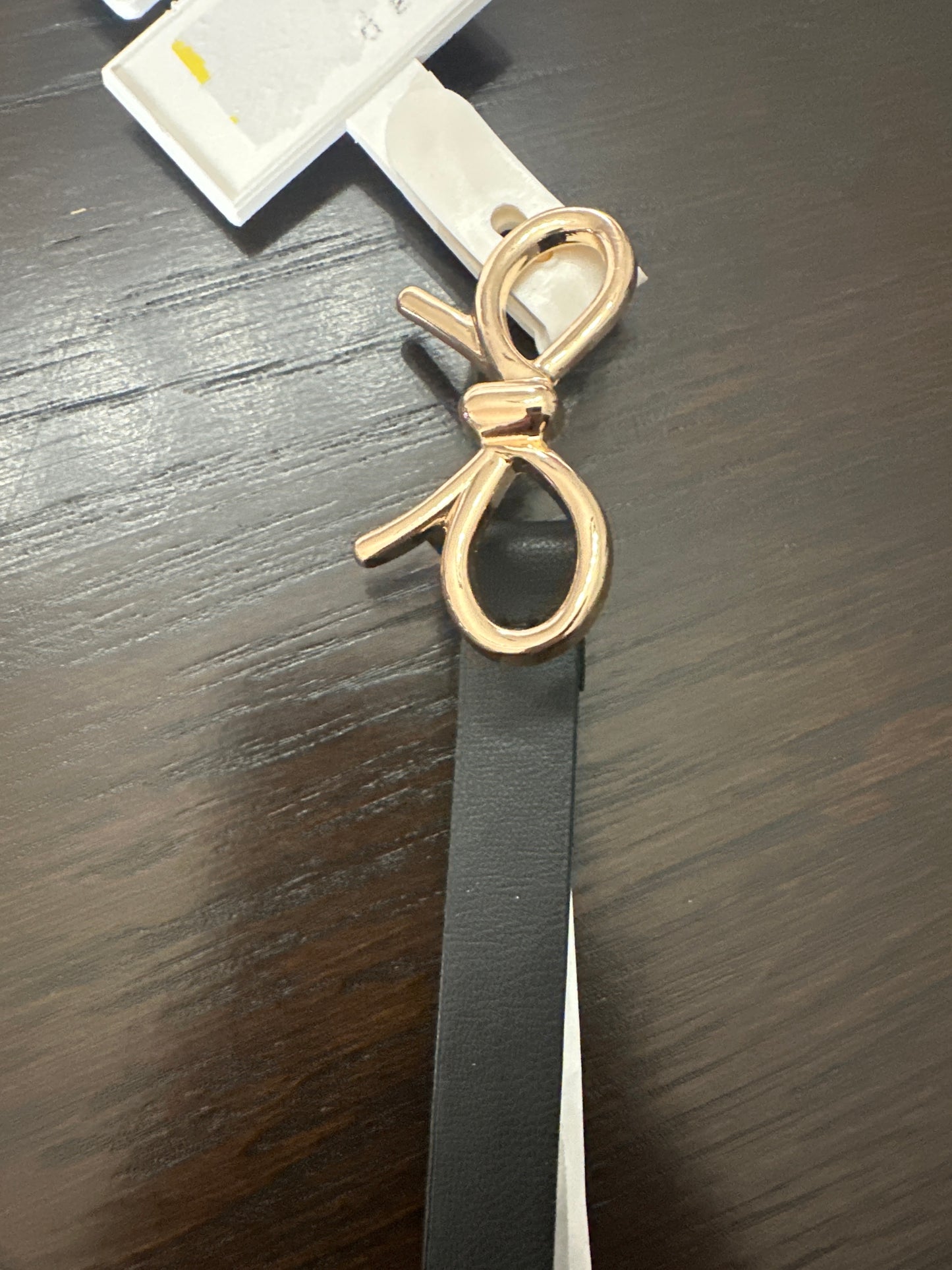 A New Day™ Black Faux Leather Belt with Gold Bow Buckle