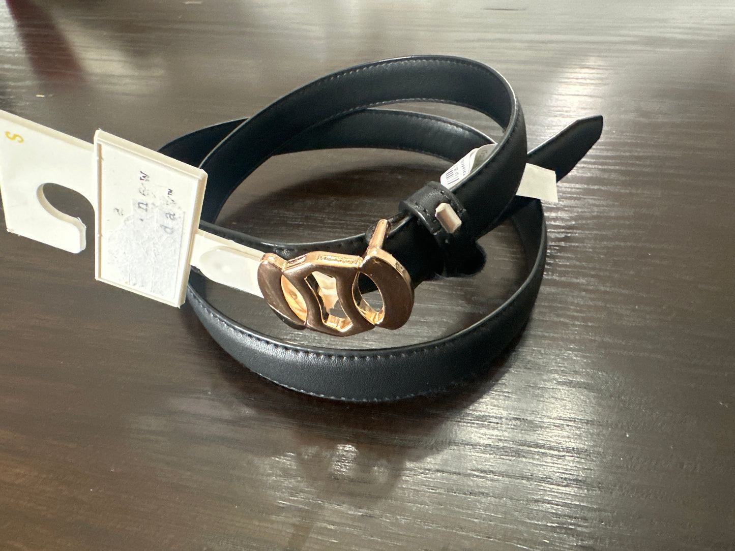 A New Day Women’s Black Belt with Gold Tone Buckle