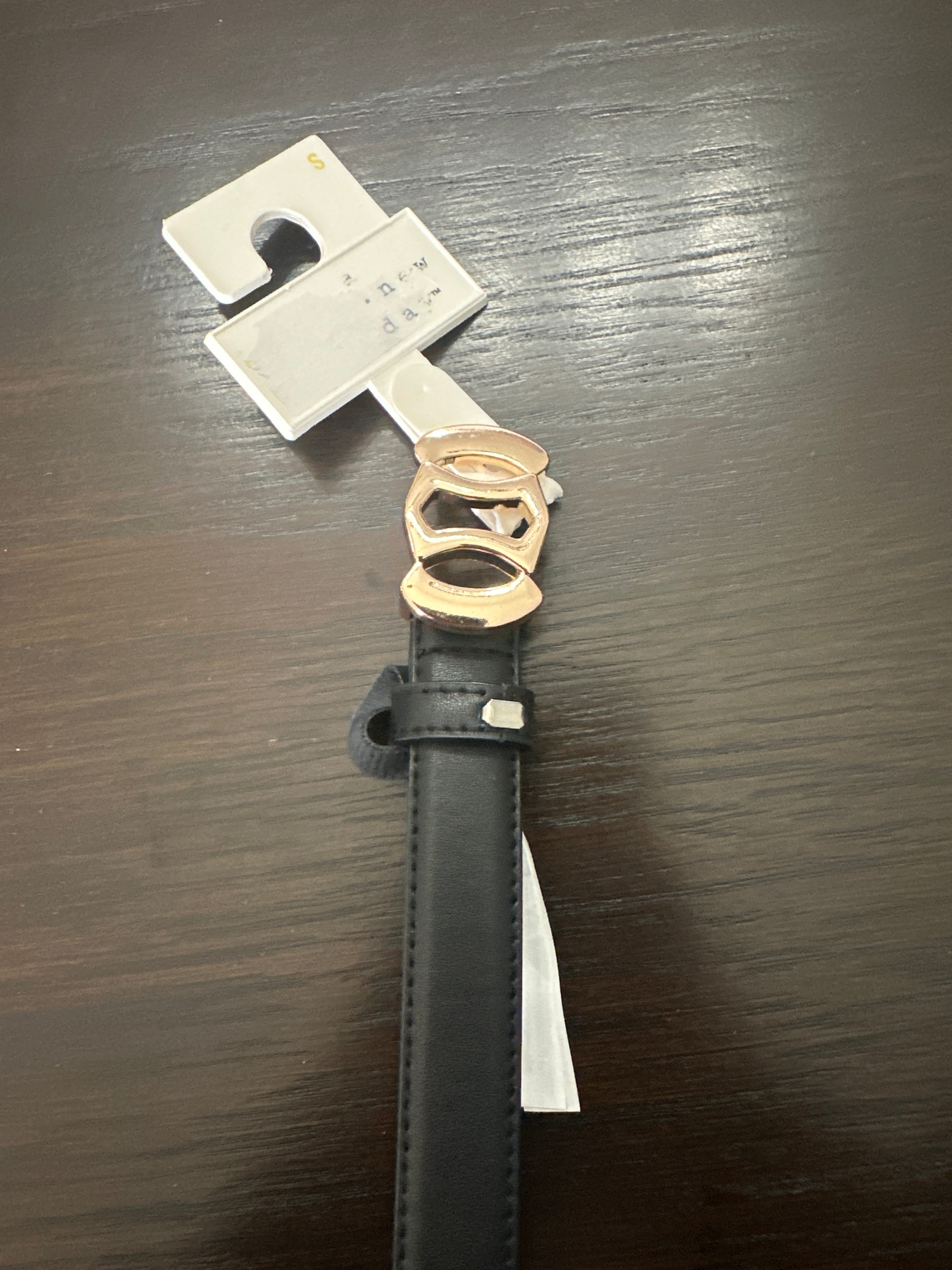 A New Day Women’s Black Belt with Gold Tone Buckle