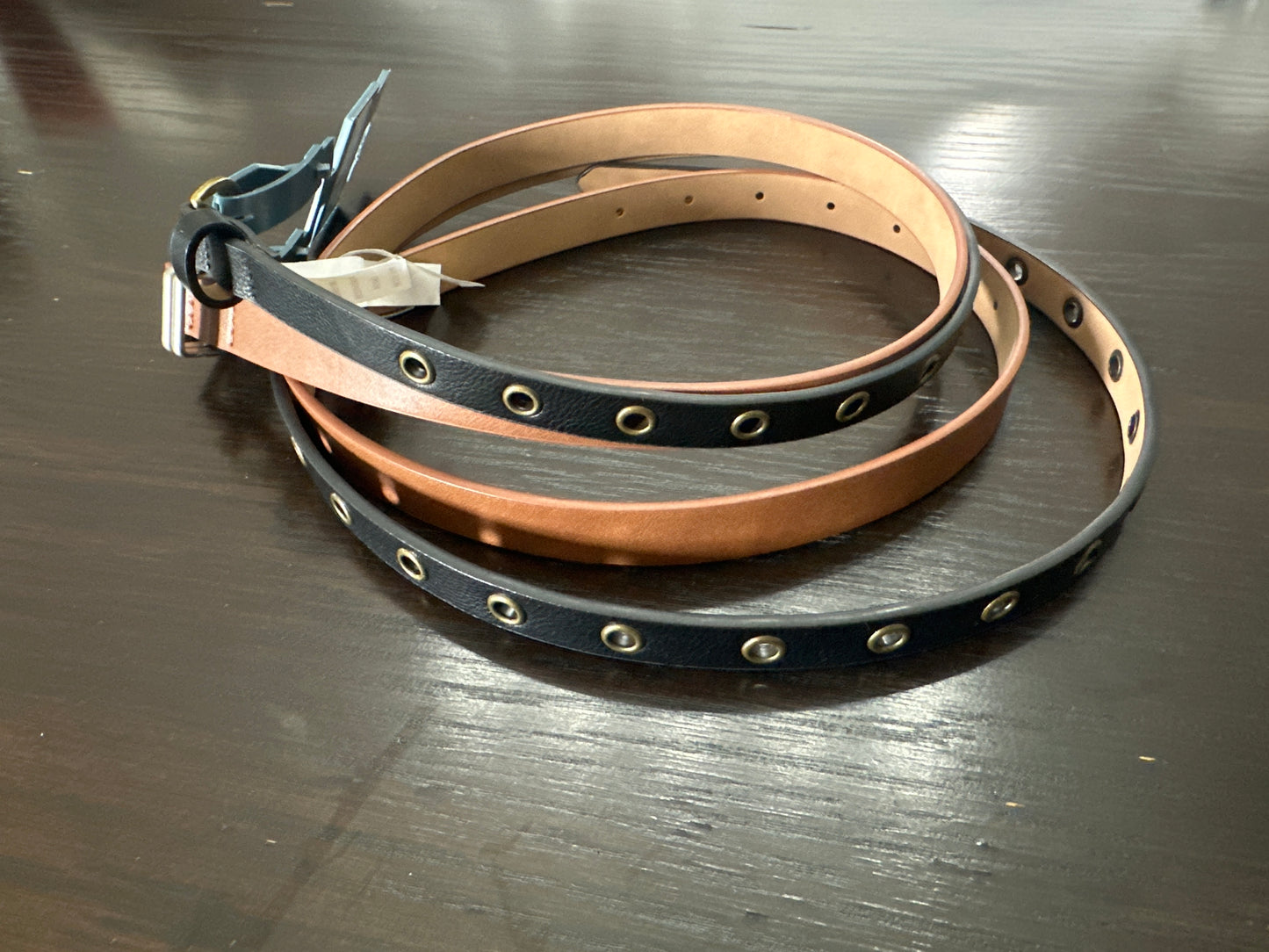 Universal Thread™ Women’s Skinny Belt 2-Pack – Black & Brown Faux Leather, Adjustable