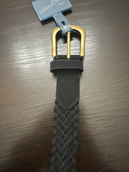 Universal Thread™ Braided Faux Leather Belt – Black with Brass-Tone Buckle