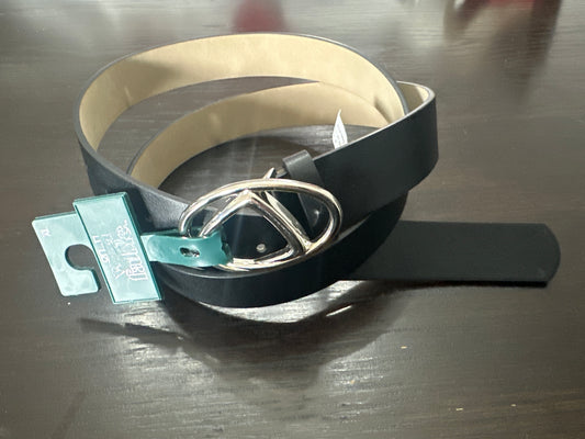 Wild Fable™ Black Faux Leather Belt with Silver Oval Buckle