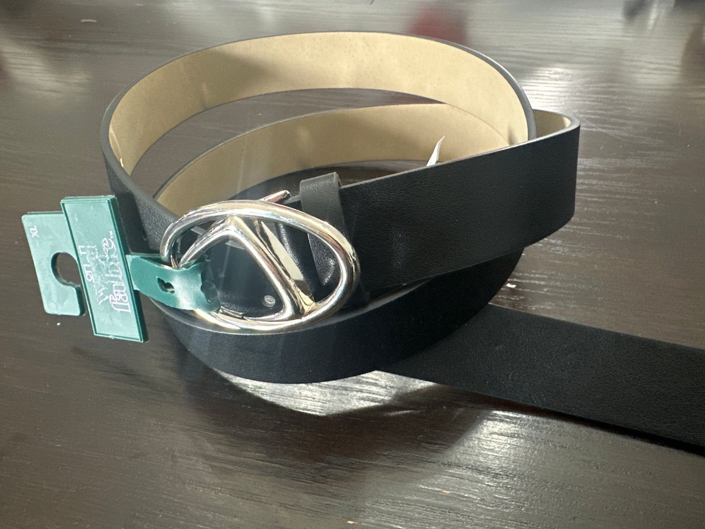Wild Fable™ Black Faux Leather Belt with Silver Oval Buckle