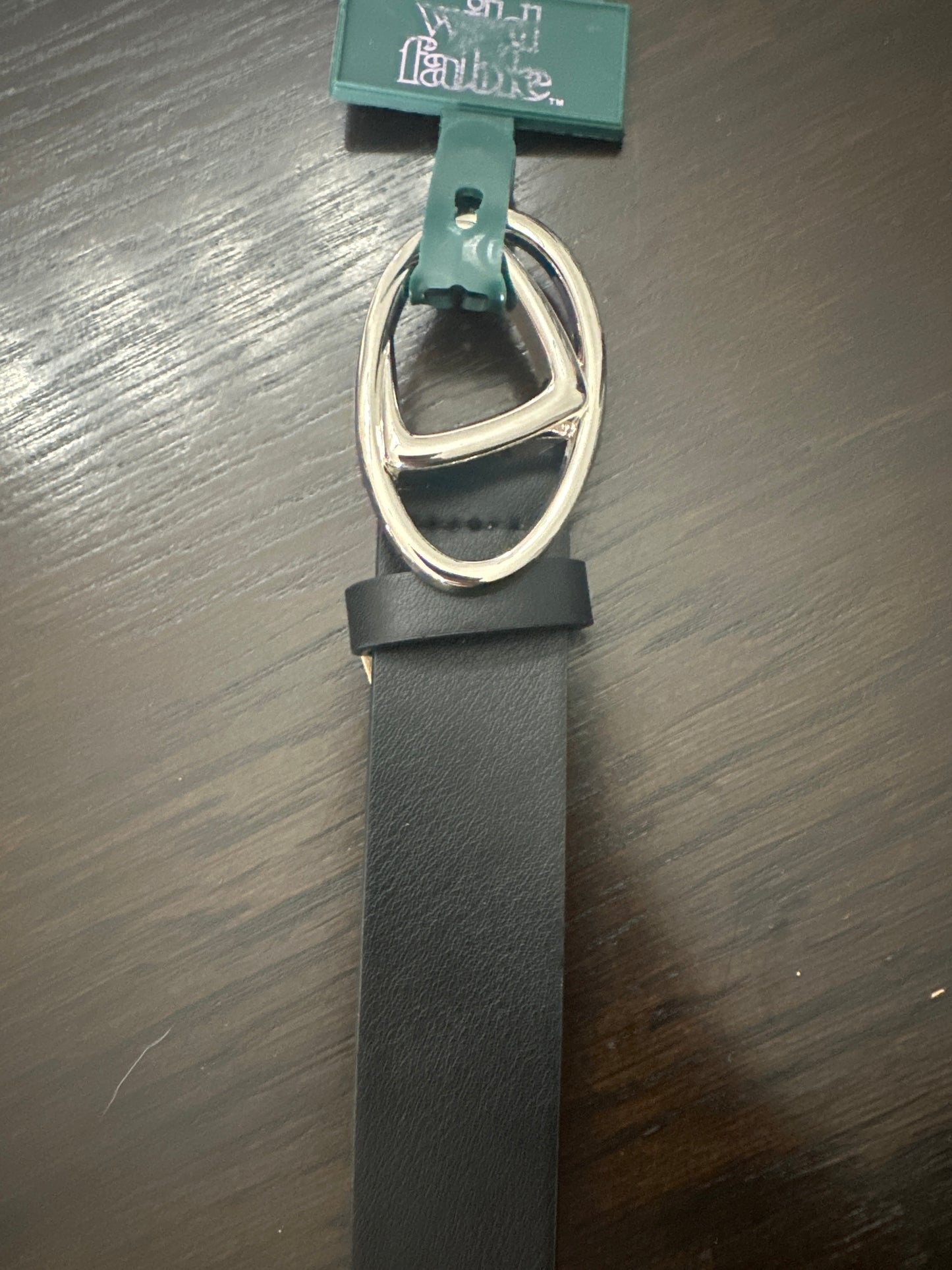 Wild Fable™ Black Faux Leather Belt with Silver Oval Buckle