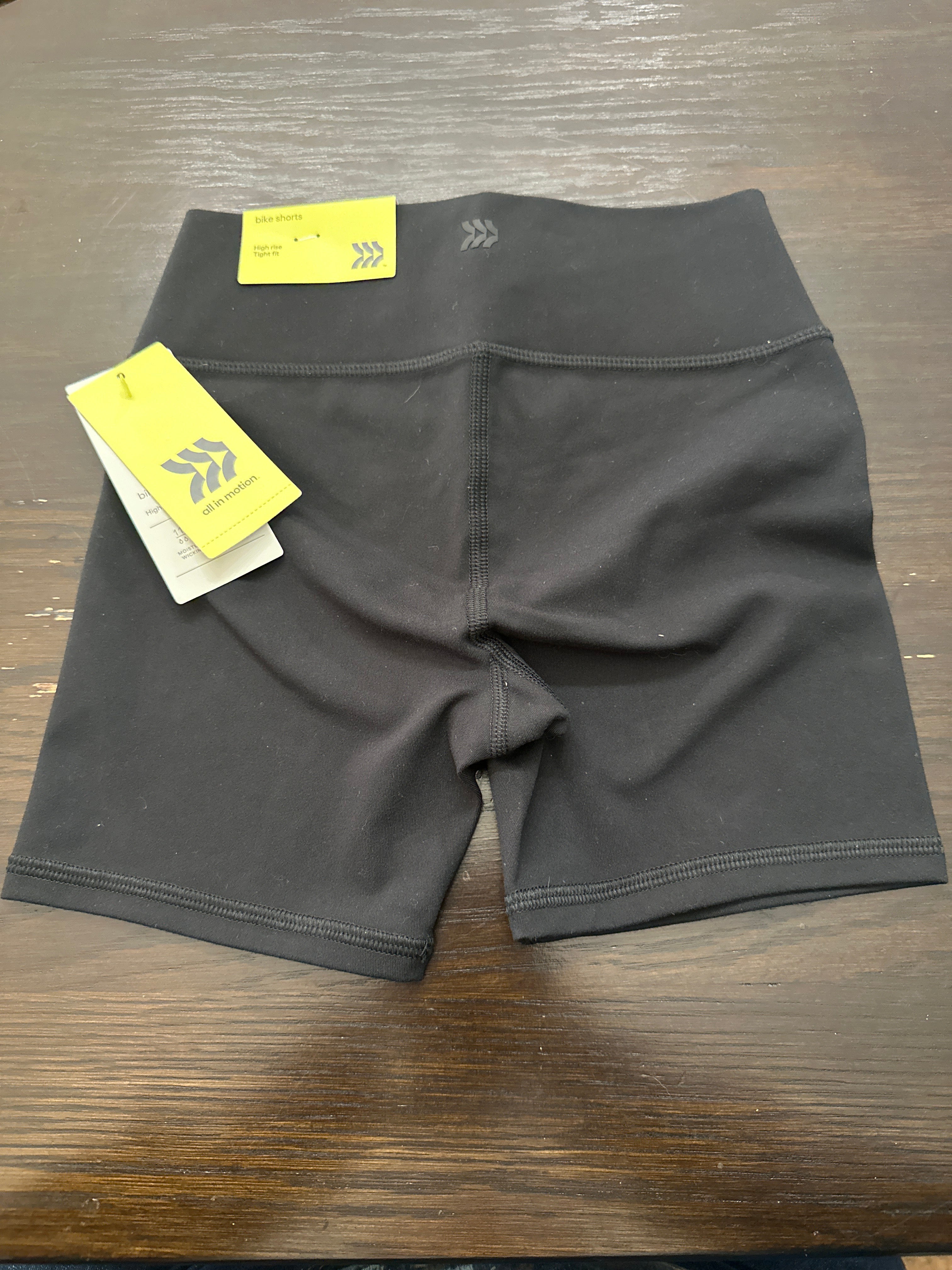 All In Motion Girls Black High Rise Bike Shorts
