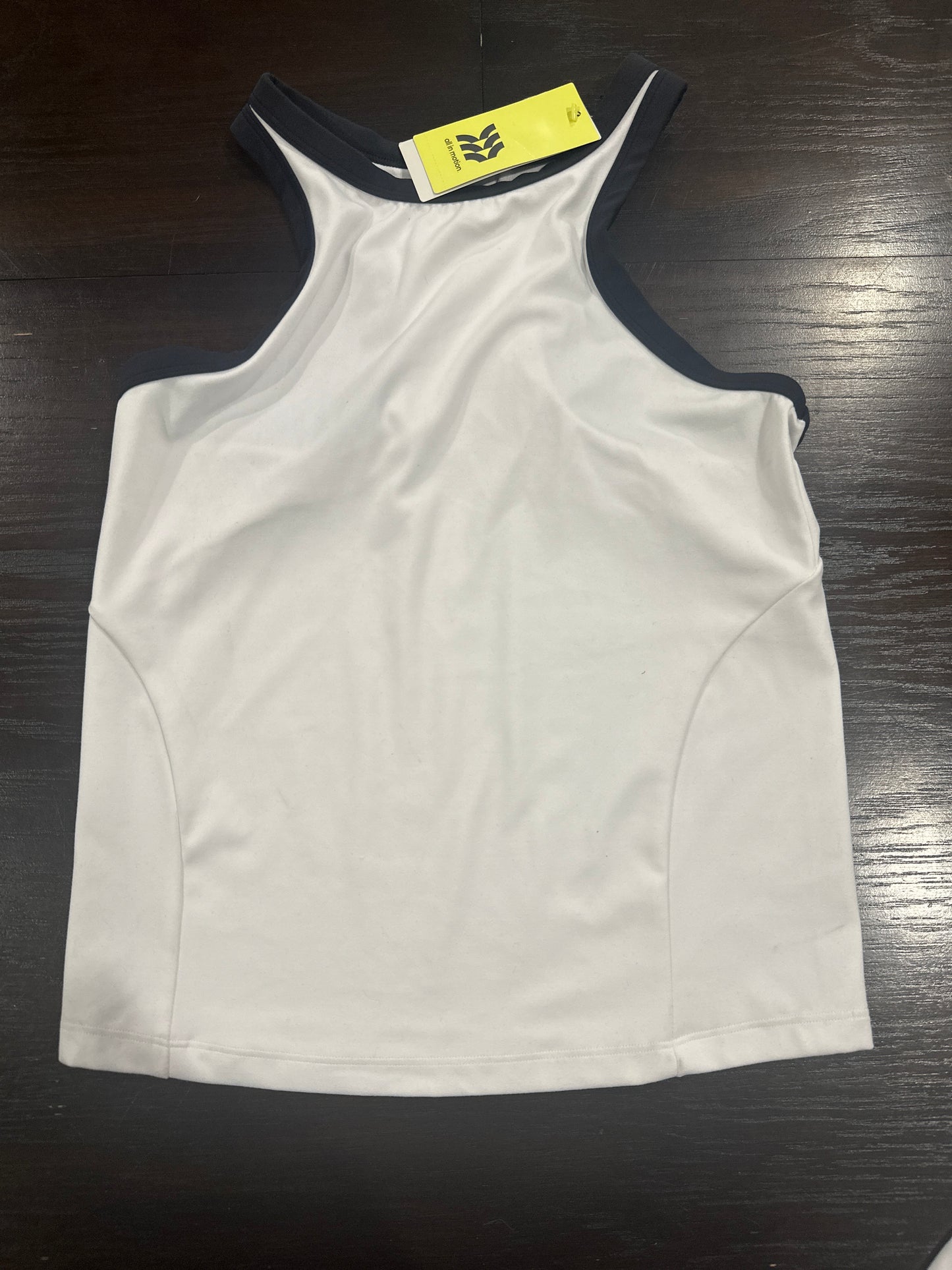 All In Motion Women's High Neck Tank Top White Black Trim