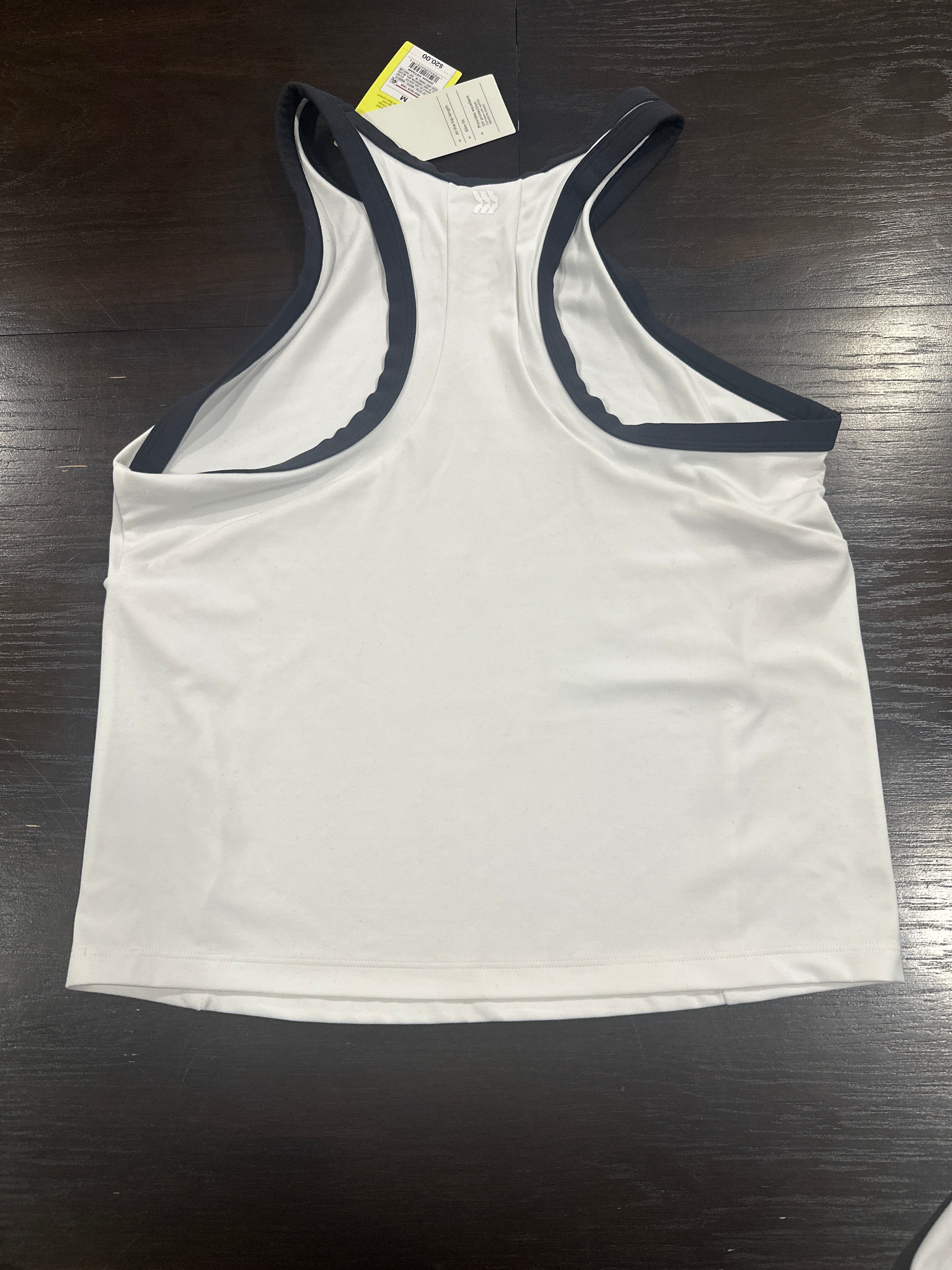 All In Motion Women's High Neck Tank Top White Black Trim