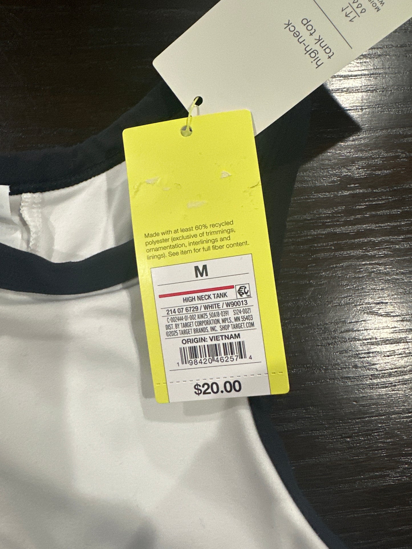 All In Motion Women's High Neck Tank Top White Black Trim