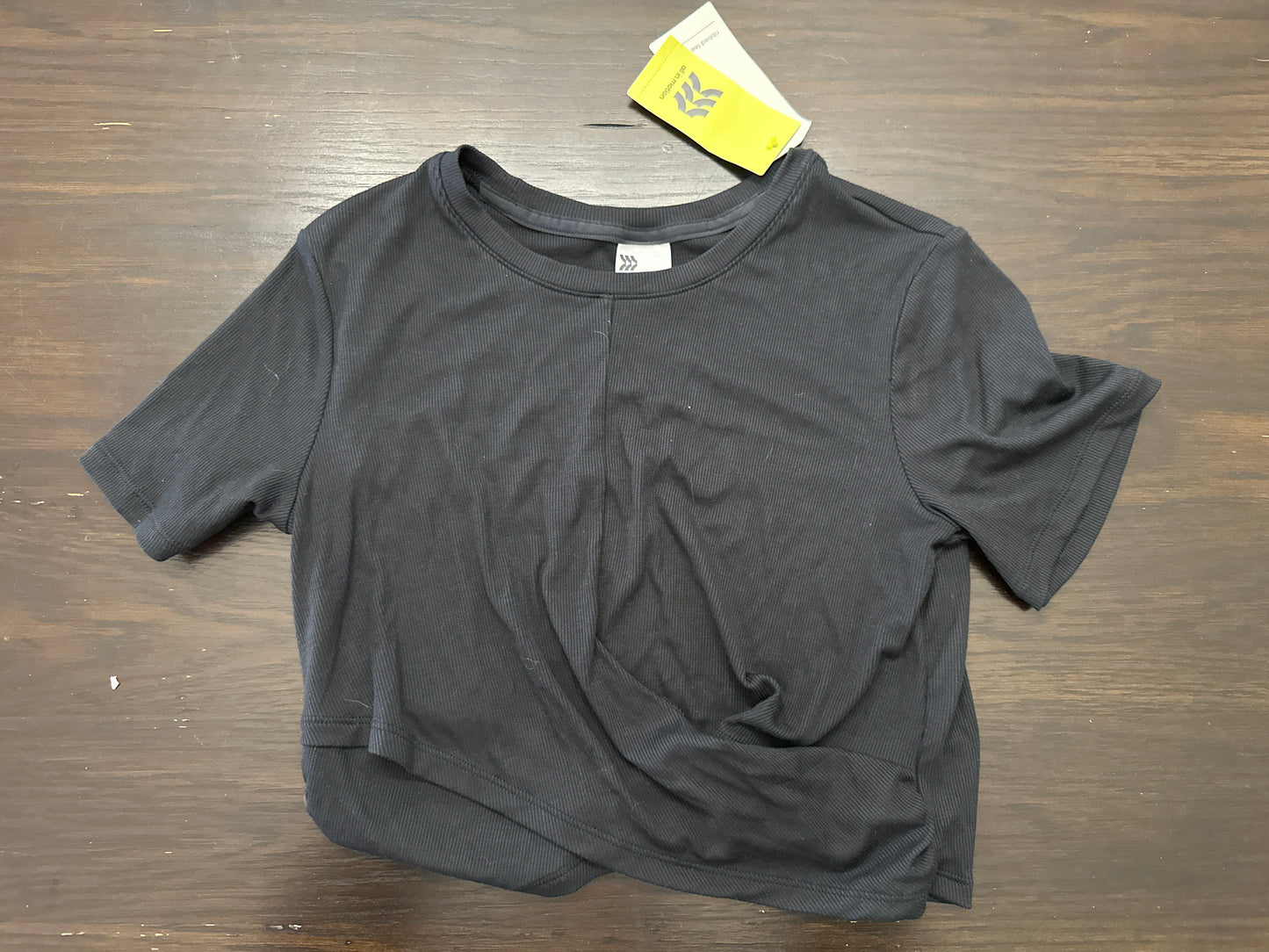 All In Motion Girls Front Twist Ribbed Tee Black
