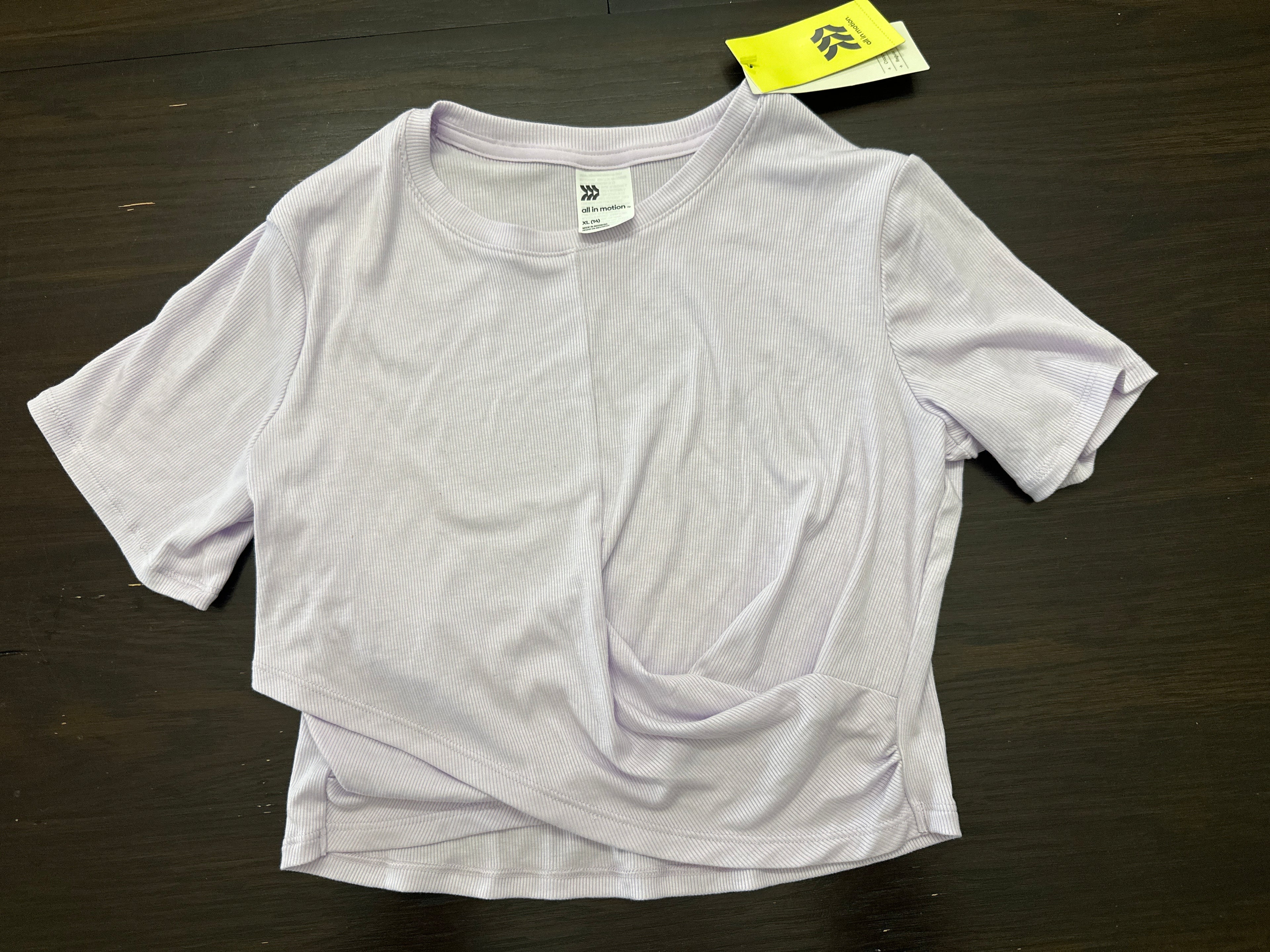 All In Motion Girls Ribbed Cropped Tee Light Purple