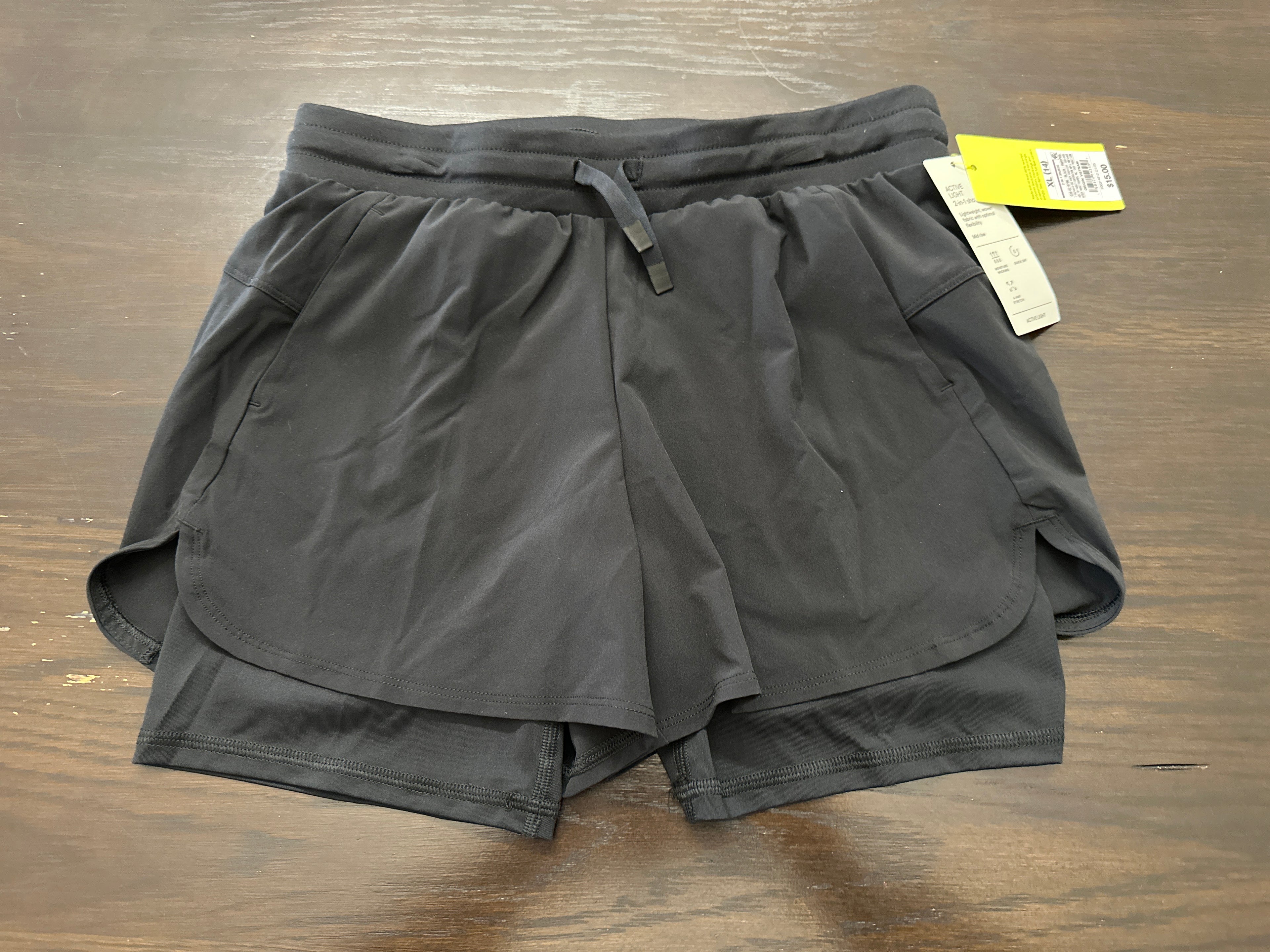 All in Motion Girls 2-in-1 Athletic Shorts Black
